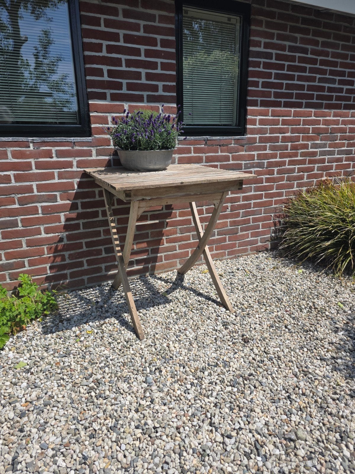 Teak bijzettafel / kleine eettafel voor buiten, Tuin en Terras, Tuintafels, Ophalen, Gebruikt, Vierkant, Teakhout
