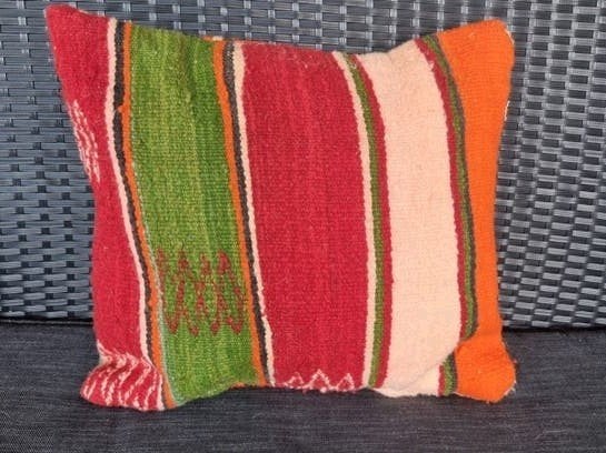 Kelim Sierkussen met Etnisch Patroon, Ophalen of Verzenden, Zo goed als nieuw, Rood, Vierkant