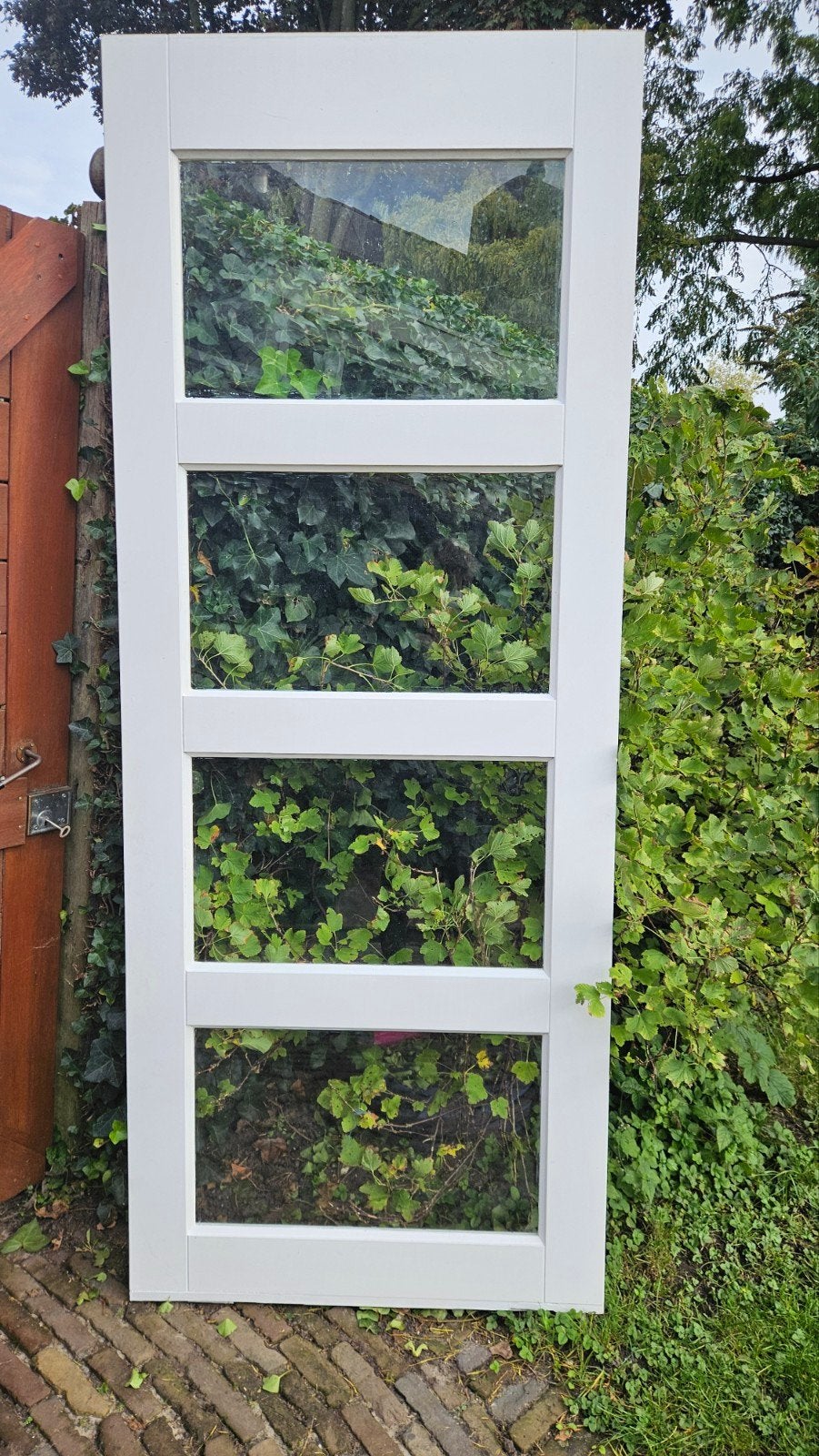 massieve houten binnendeur met glas, Ophalen, Gebruikt, 80 tot 100 cm, 215 cm of meer