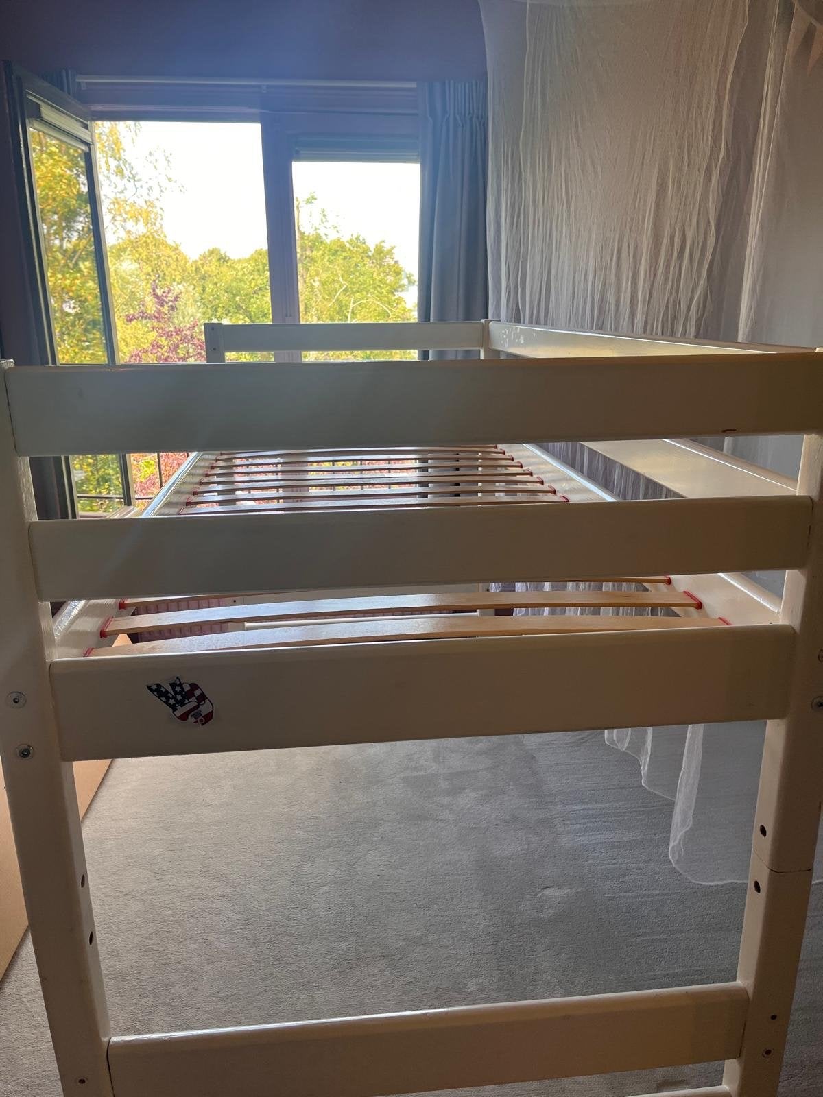 Flexa hoogslaper wit met lattenbodem, Gebruikt, 90 cm, Eenpersoons, Wit