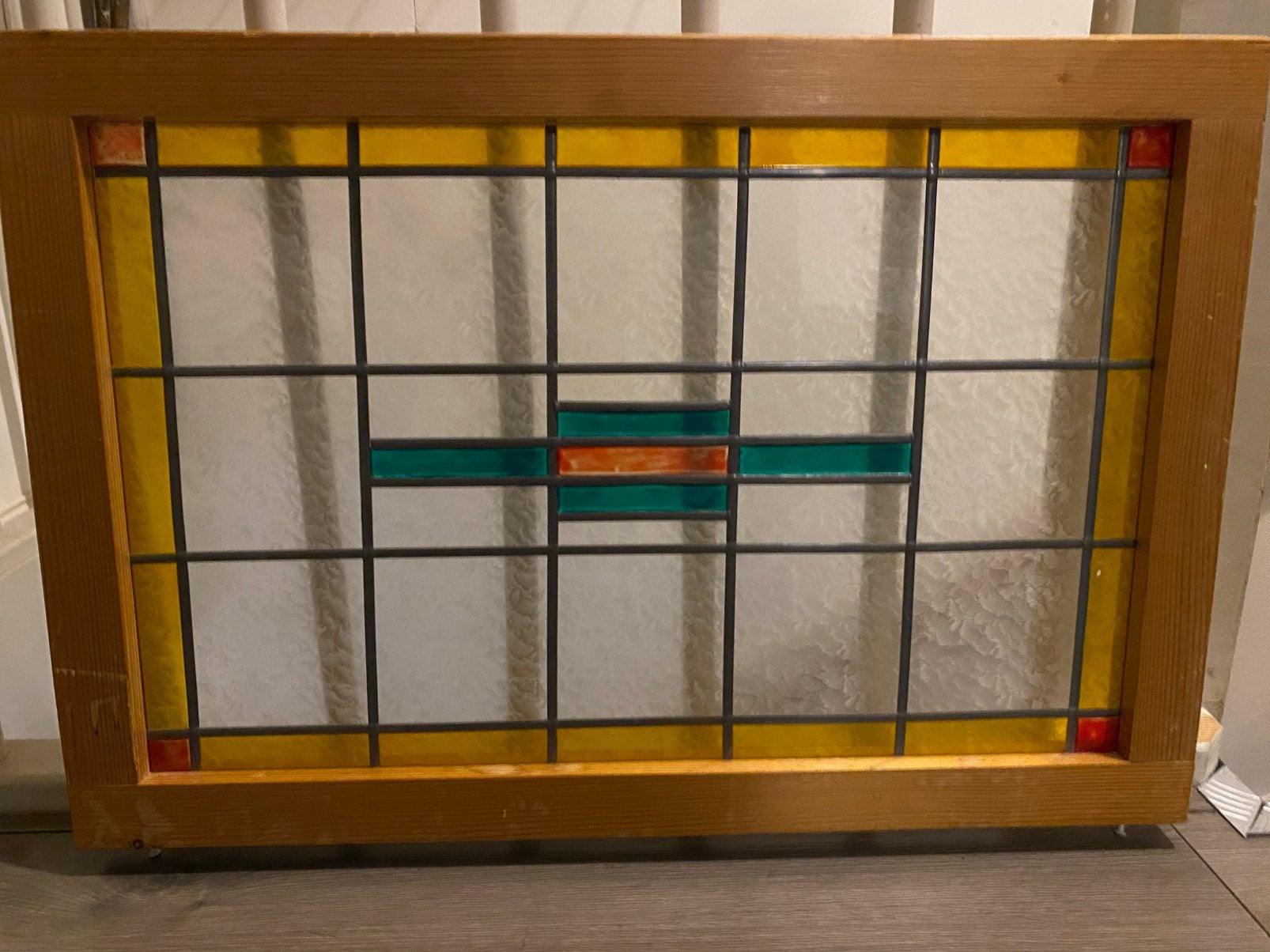 Glas in lood look voorzetraam, Ophalen, Gebruikt, Meerkleurig, Vintage