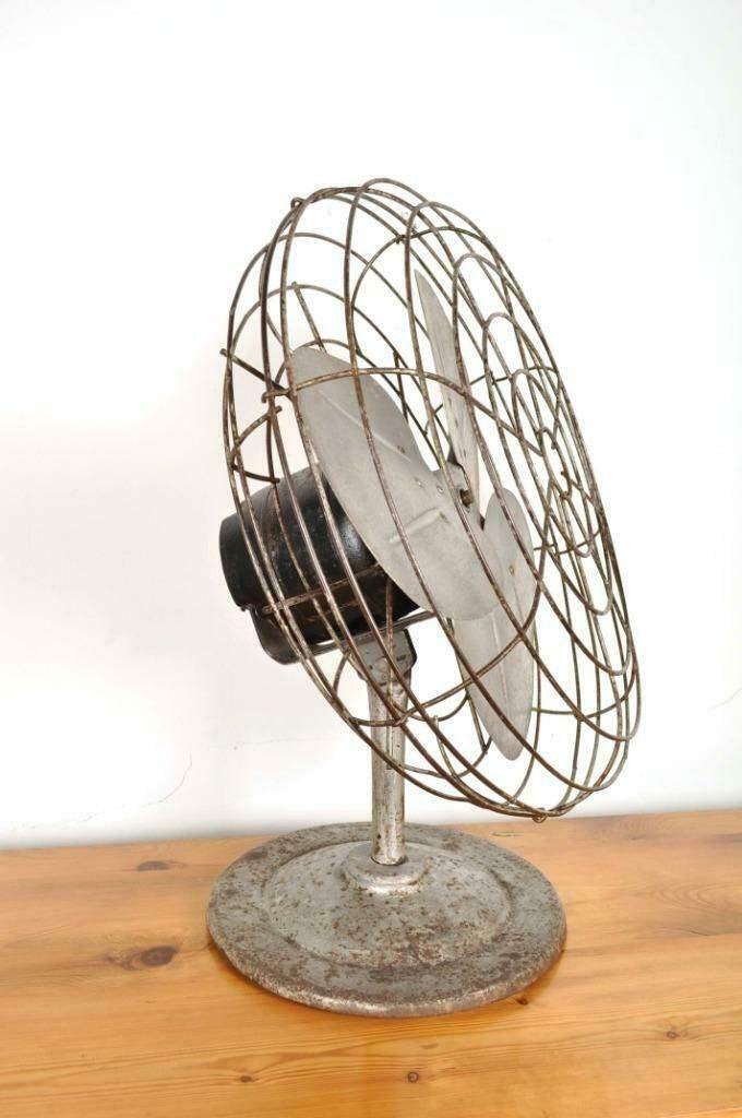 Grote ventilator USA +/-1930 decoratief gietijzeren voet, Ophalen of Verzenden, Gebruikt