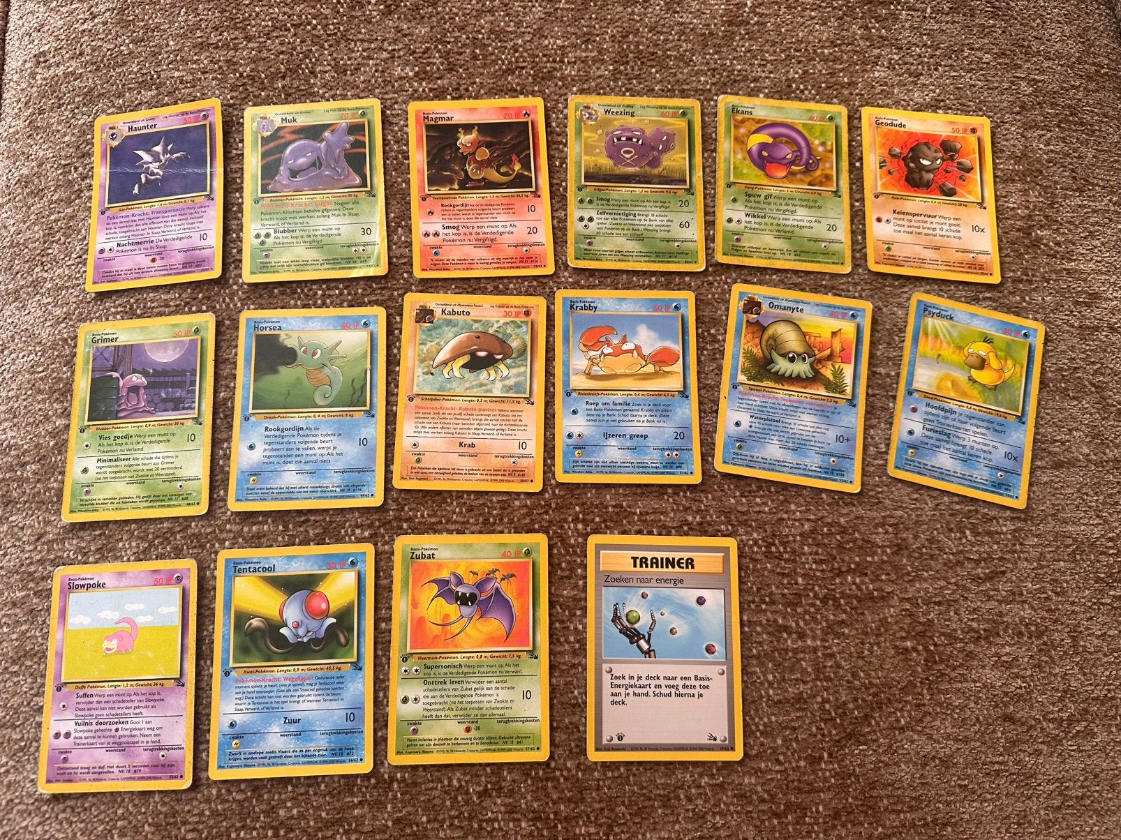 Oude Nederlandse pokemon kaarten met first editions, Ophalen of Verzenden, Gebruikt, Meerdere kaarten