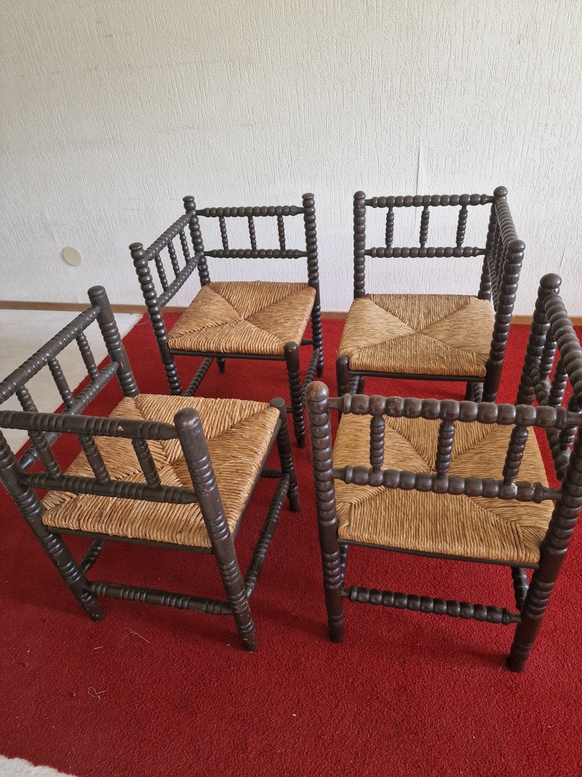 Antieke hoekstoelen met biezen zitting, Antiek en Kunst, Ophalen