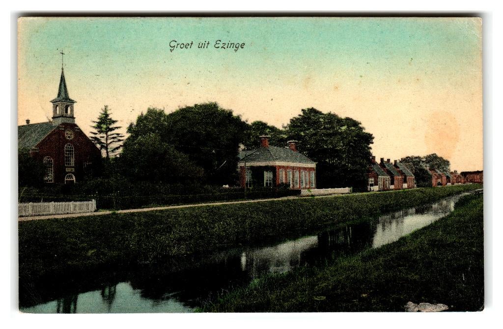 Ezinge, Groet uit Ezinge, Verzamelen, Ansichtkaarten | Nederland, Verzenden, Voor 1920, Gelopen, Groningen