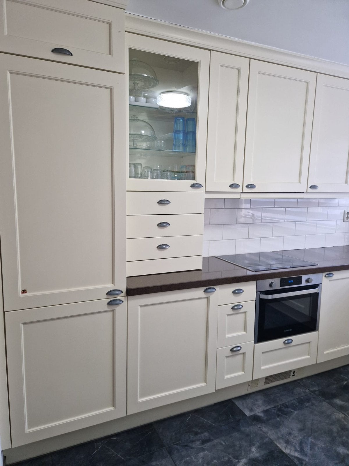 Creme kleurige keuken, Huis en Inrichting, Ophalen, Gebruikt, Hoekkeuken, Graniet of Steen