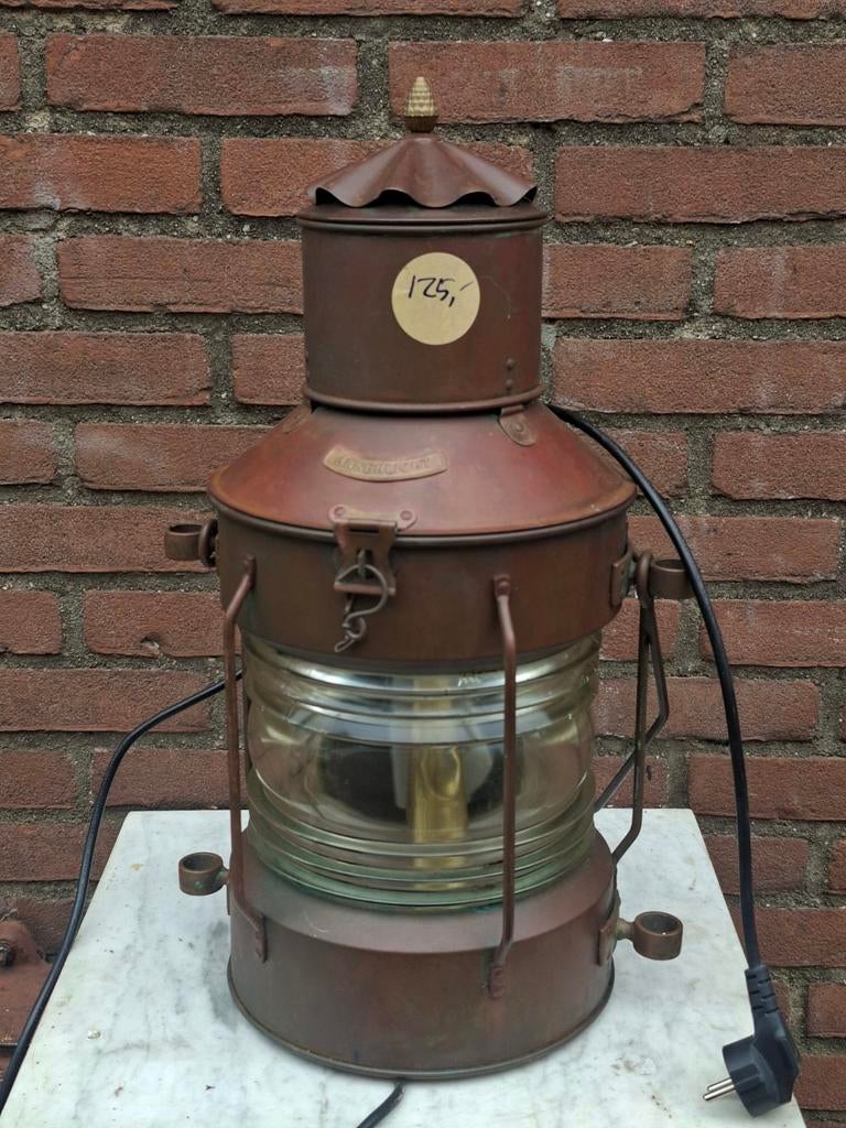 Grote koperen scheepslamp (ankerlicht ), Ophalen of Verzenden, Zo goed als nieuw, Motorboot of Zeilboot