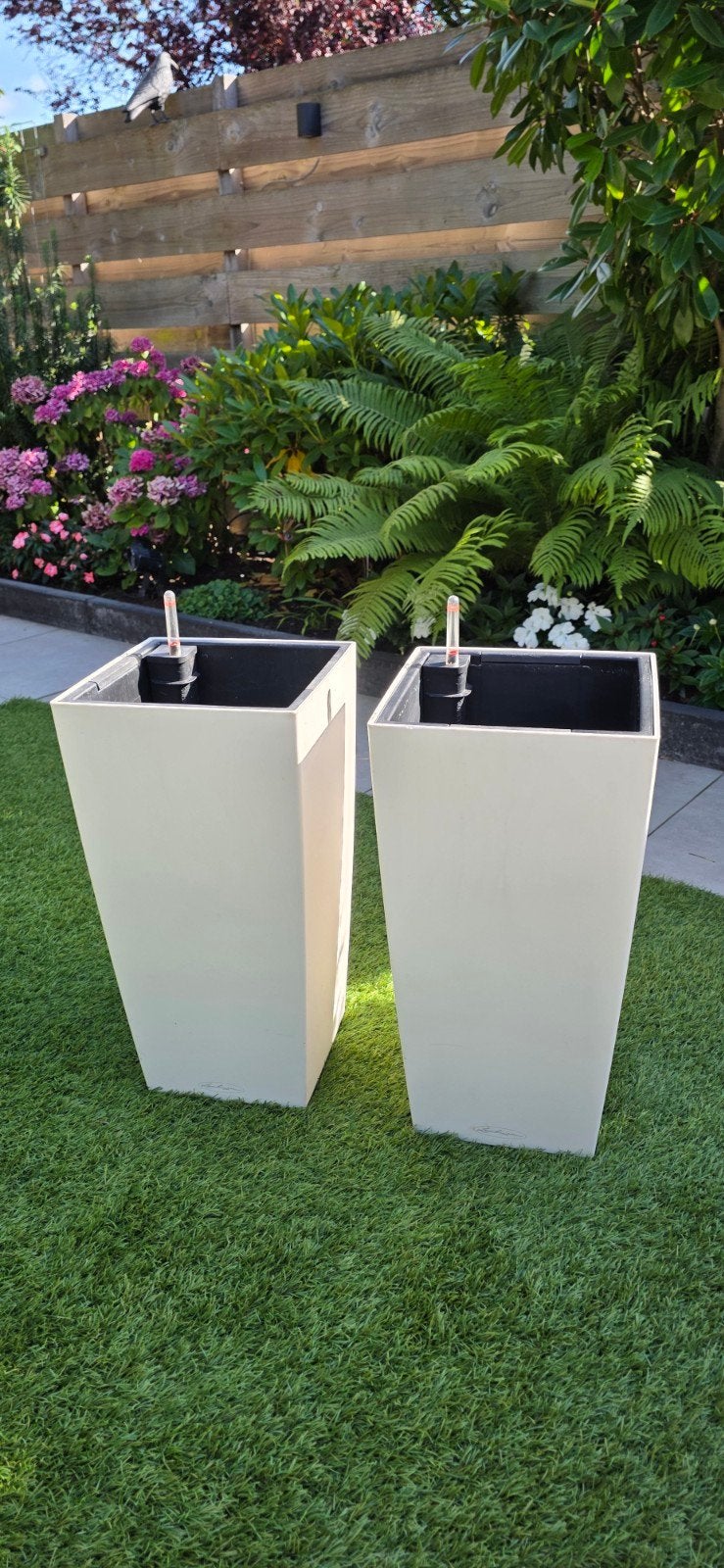 Set van 2 Lechuza Cube plantenbakken met watermeter, Tuin en Terras, Ophalen, Kunststof, Minder dan 60 cm, Vierkant