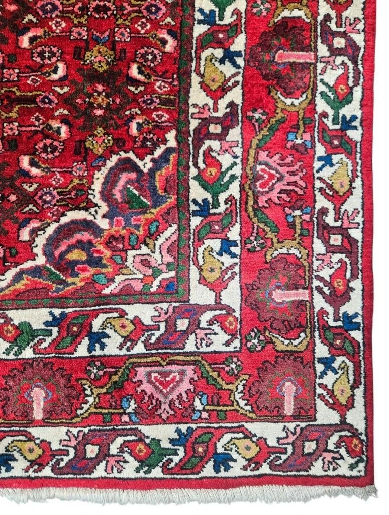 Handgeknoopt Perzisch wol Hamadan tapijt medallion 216x300cm, Crème, Gebruikt, 150 tot 200 cm, Onbekend