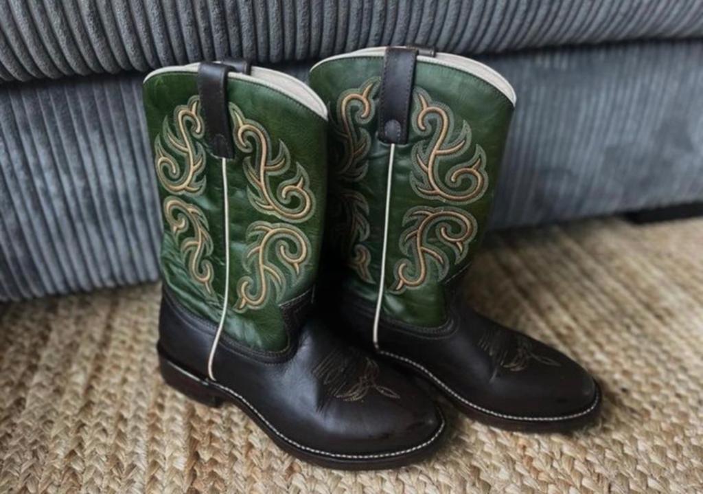Vintage Western cowboylaarzen dames maat 38, Hoge laarzen, Bruin, Verzenden, Gedragen