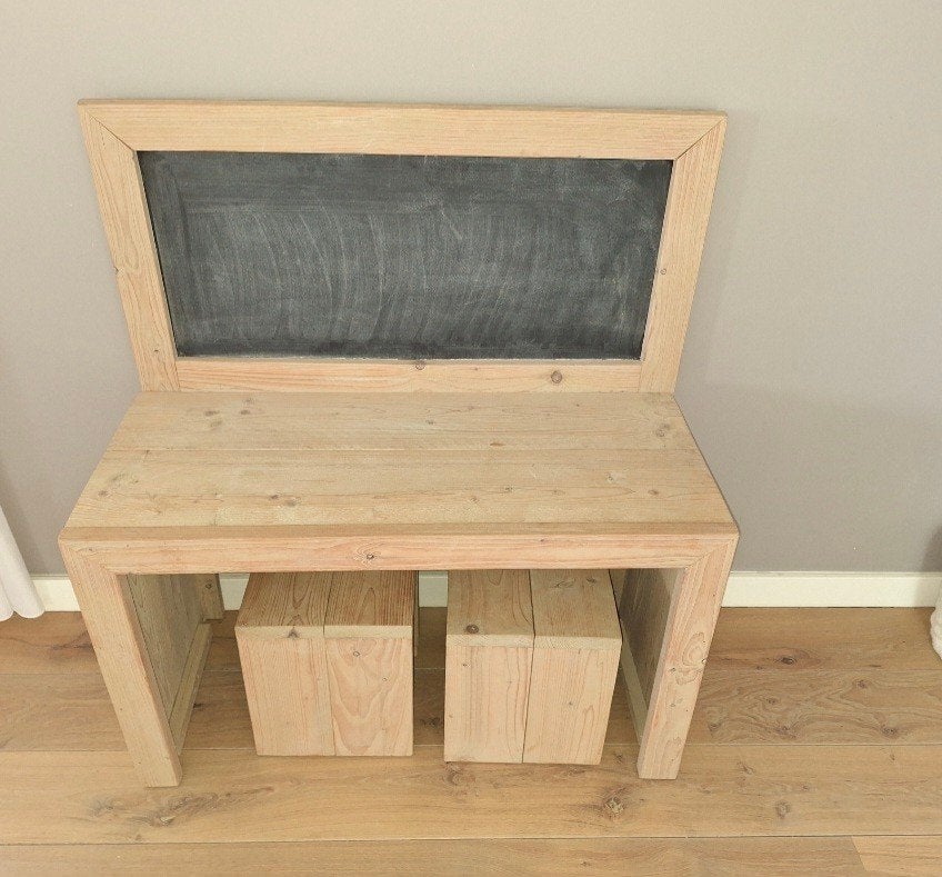 super leuke  steigerhouten tafel met krukjes, Ophalen of Verzenden, Zo goed als nieuw, Tafel(s) en Stoel(en)