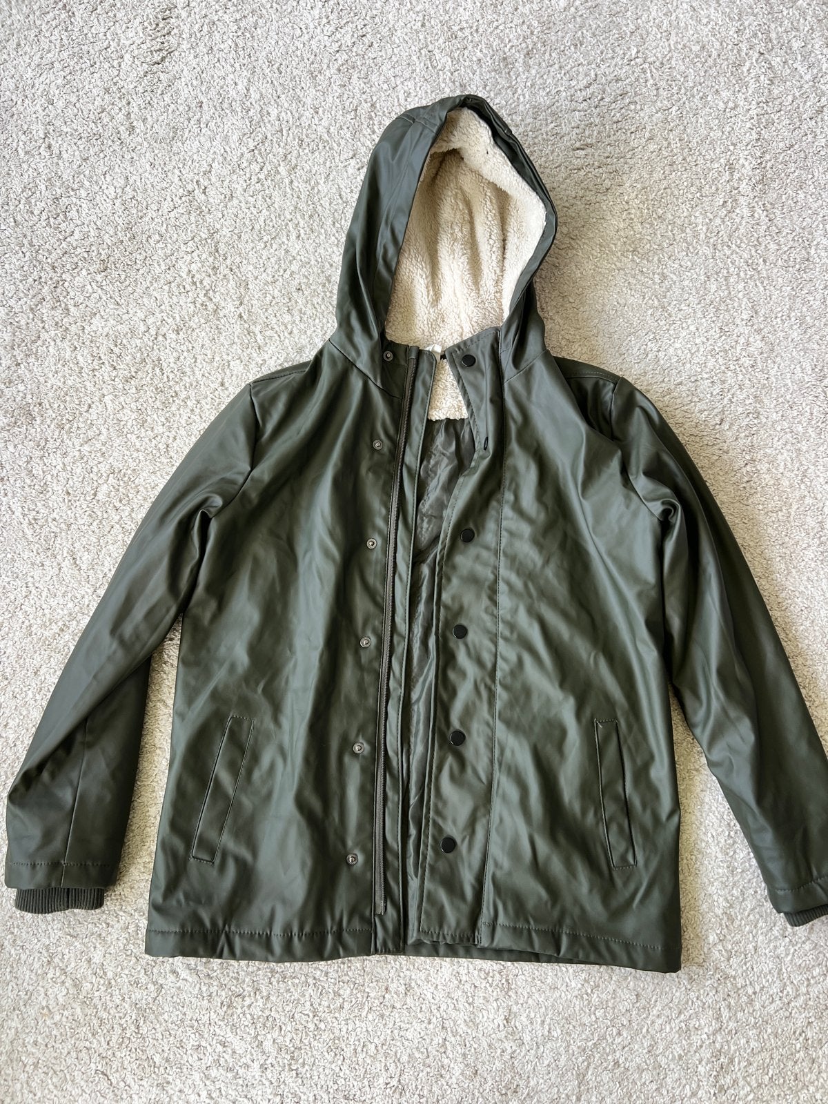 Hema regenjas met teddy voering maat 158/164, Ophalen of Verzenden, Zo goed als nieuw, Maat 34 (XS) of kleiner, Groen