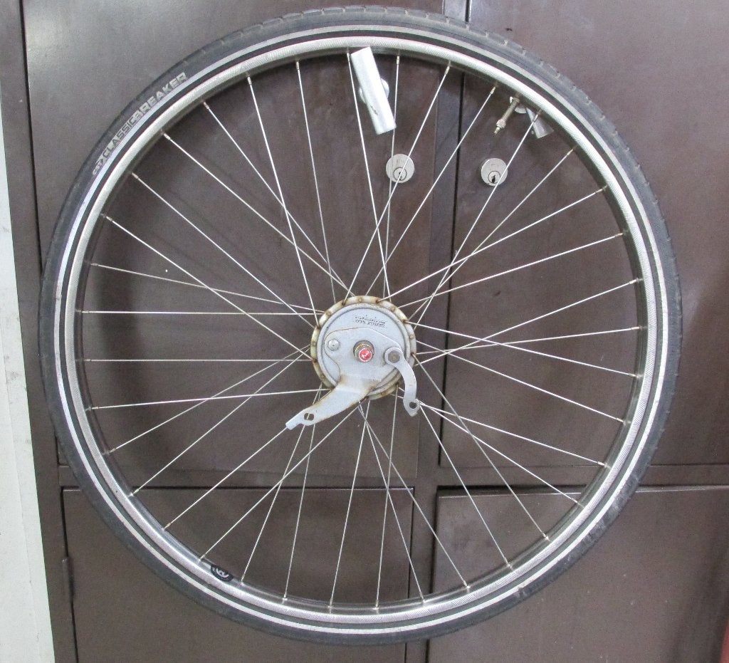 RVS 28" Gazelle voorwiel van Schothorst velg met trommelrem, Gebruikt, Staal, Oldtimerfiets, Gazelle