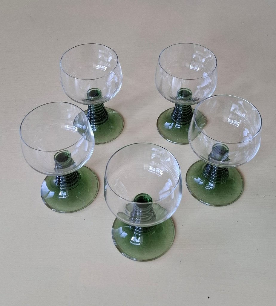 5 Vintage Roemer wijnglazen, Antiek en Kunst, Antiek | Glas en Kristal, Ophalen