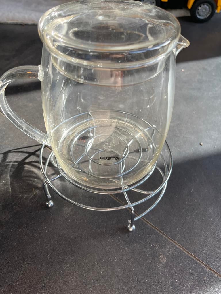 Glazen Theepot met Onderstel (Gusta), Theepot/fluitketel, Gusta, Ophalen of Verzenden, Glas