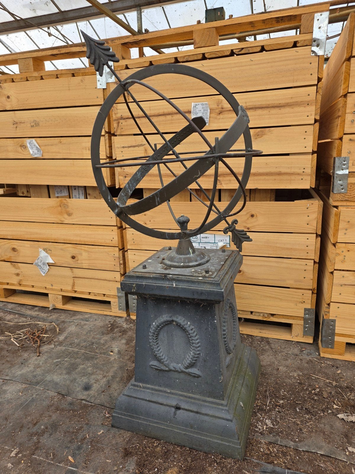 Decoratieve Zonnewijzer met Sokkel - Tuinornament, Tuin en Terras, Ophalen, Gebruikt