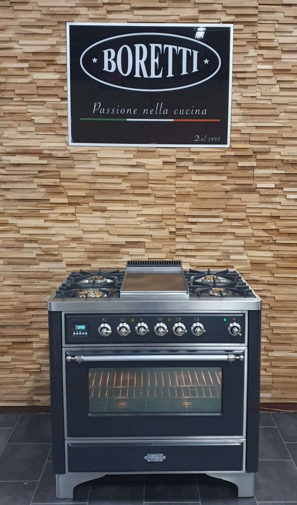 Luxe Boretti Majestic Fornuis 91cm antraciet + rvs frytop, Niet ingevuld, 60 cm of meer, Niet ingevuld, Ophalen of Verzenden