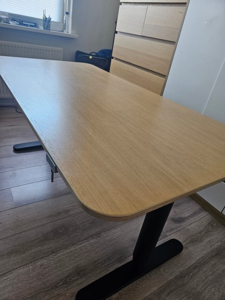 IKEA BEKANT elektrisch zit-sta bureau – 160  80 cm, Ophalen, 160 cm, Scandinavisch, Spaanplaat of MDF