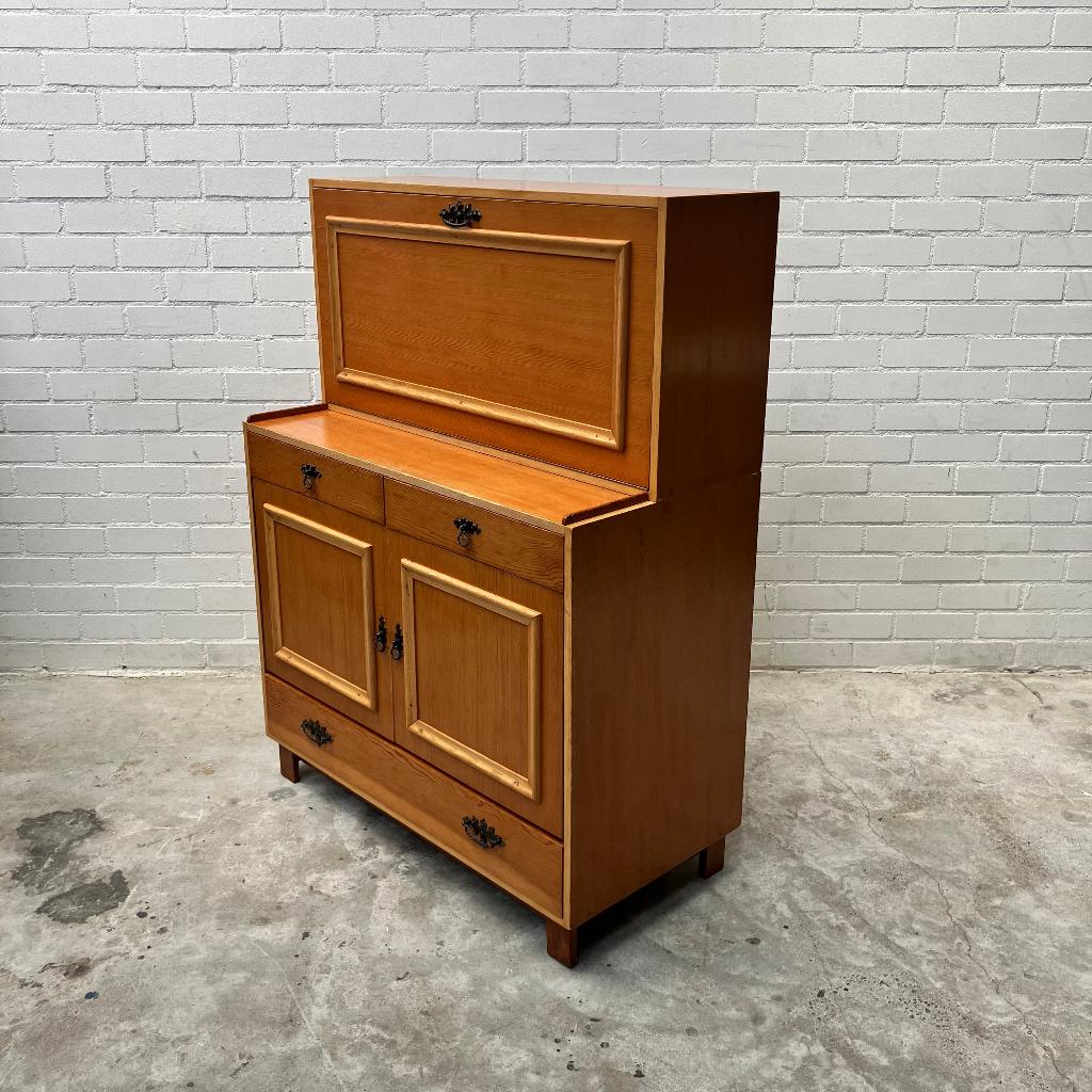 Vintage design kast wandkast secretaire ladekast buro Zweden, Ophalen, Gebruikt