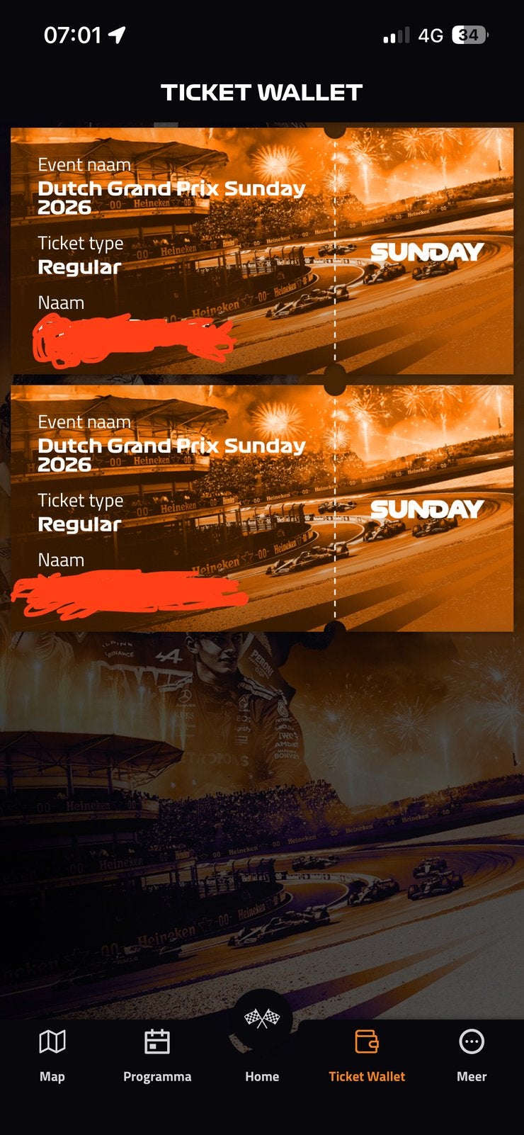 F1 gp zandvoort zondag east-side 2b, Tickets en Kaartjes, Eén persoon