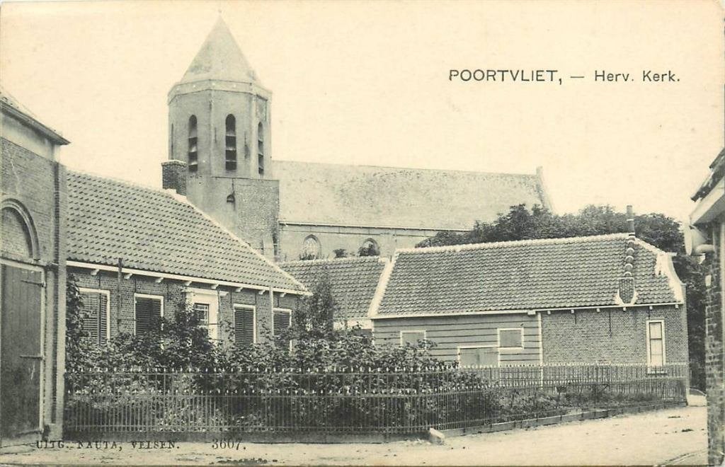 388-282-001 Poortvliet Kerk, Verzamelen, Ansichtkaarten | Nederland, Verzenden, Voor 1920, Zeeland