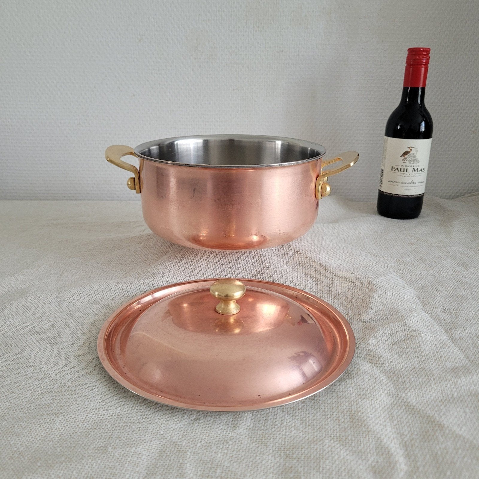 Culinox spring GL koperen pan hapjespan sauspan met deksel, Ophalen of Verzenden, Gebruikt, Koper, Braadpan
