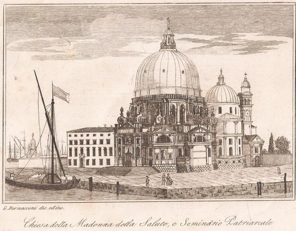 Venetië Venice Chiesa della Madonna della Salute e Seminari, 10 cm, Origineel, 1800 - 1899, Stadsgezicht