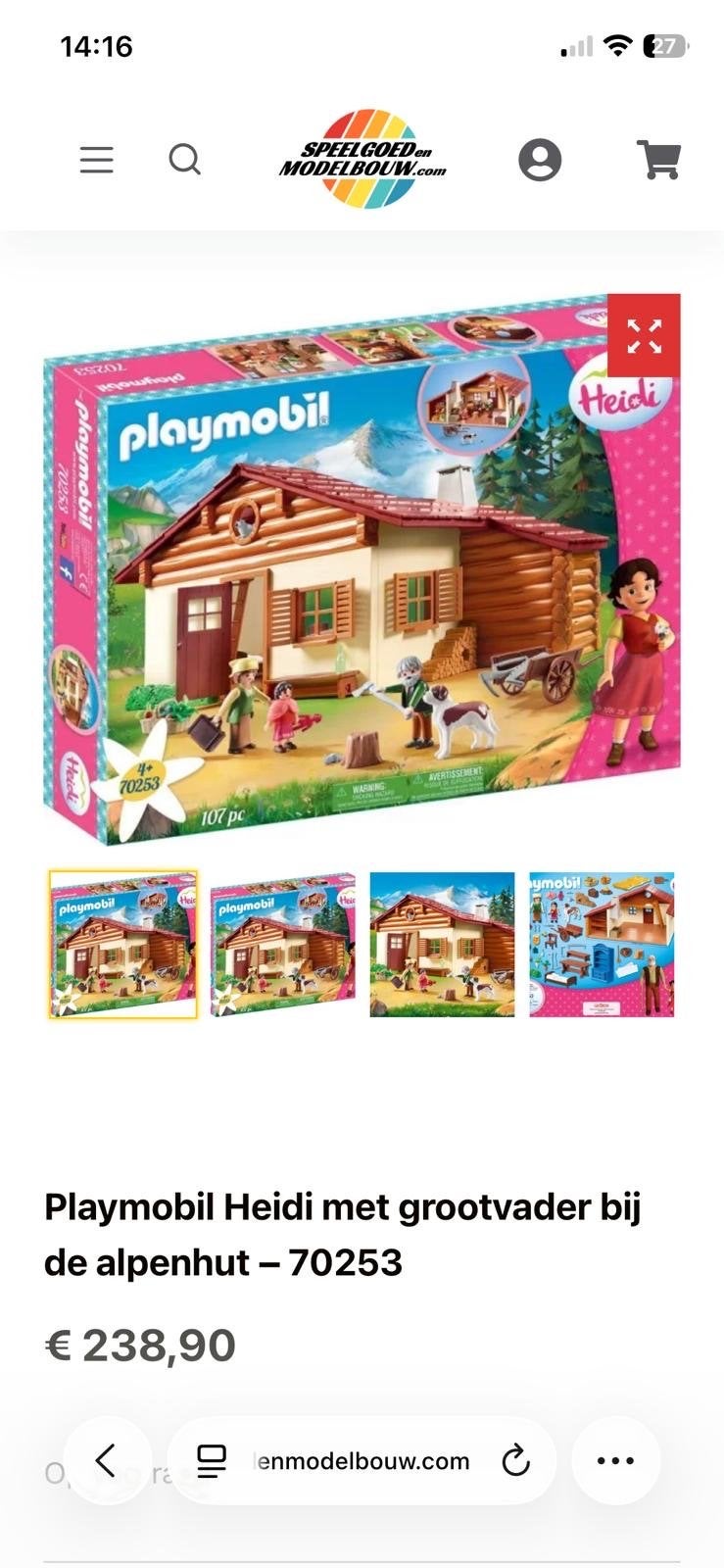 Playmobil Heidi met grootvader bij de alpenhut - 70253, Kinderen en Baby's, Ophalen, Gebouw, Complete set, Zo goed als nieuw