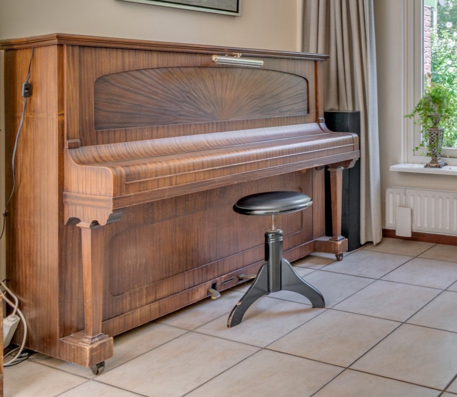 Antieke G.A. Goldschmeding Piano met Kruk, Muziek en Instrumenten, Piano's, Gebruikt, Piano, Bruin, Ophalen