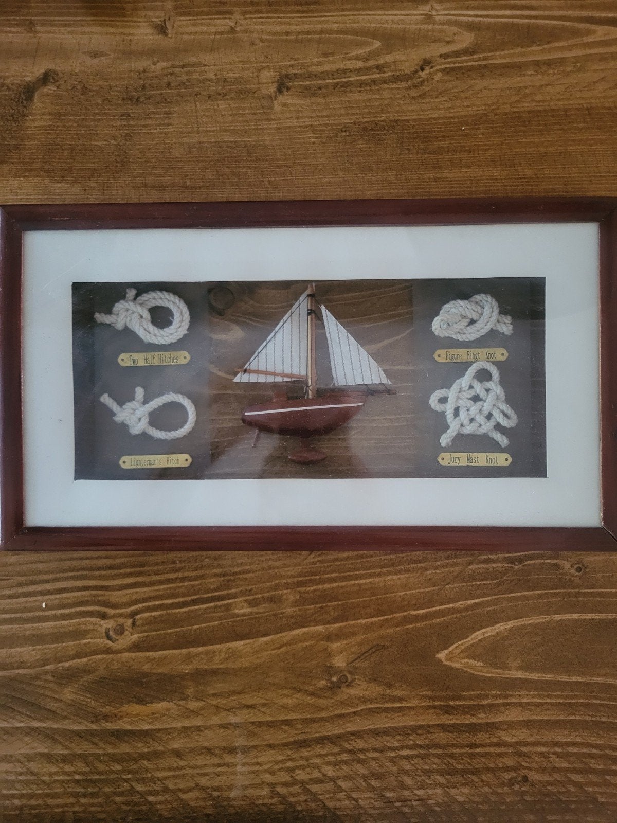 Nautisch decoratiepaneel met knopen en zeilboot, Ophalen of Verzenden, Gebruikt