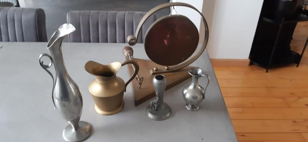 Tin vaasjes/ Koper vaasje/ Gong, Ophalen of Verzenden