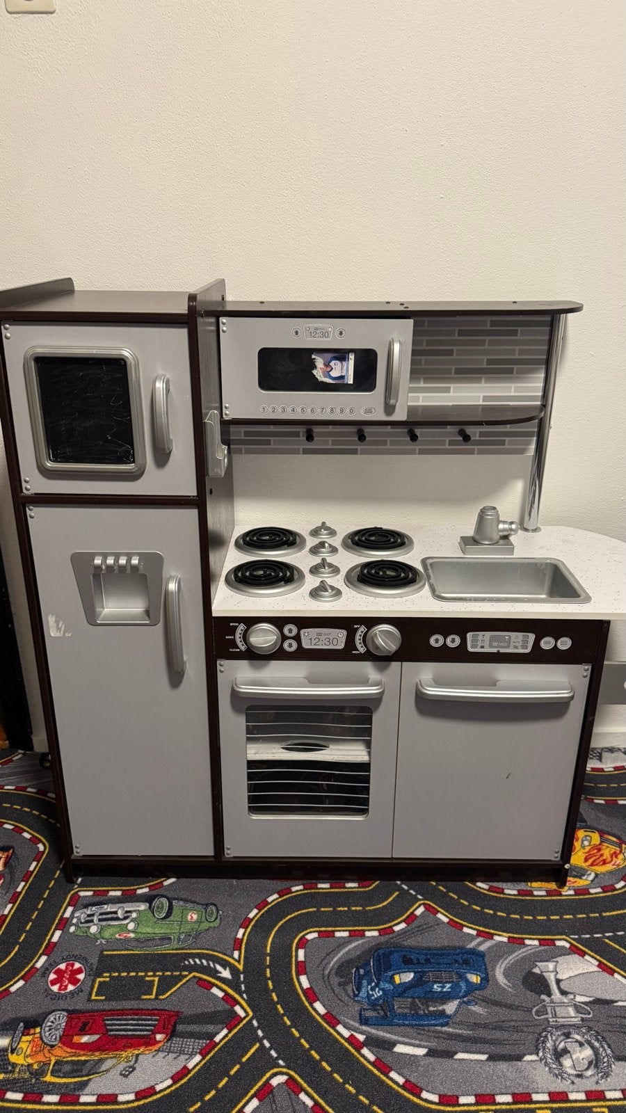 Grote Houten Speelkeuken met Koelkast en Oven, Ophalen, Gebruikt, Hout, Speelkeuken