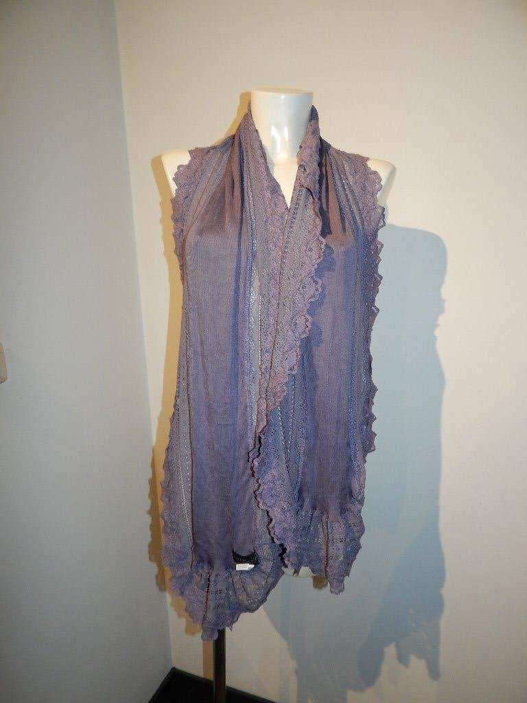 Rosemunde prachtige shawl brede band kant paars zijde katoen, Verzenden, Maat 46/48 (XL) of groter, Nieuw, Rosemunde