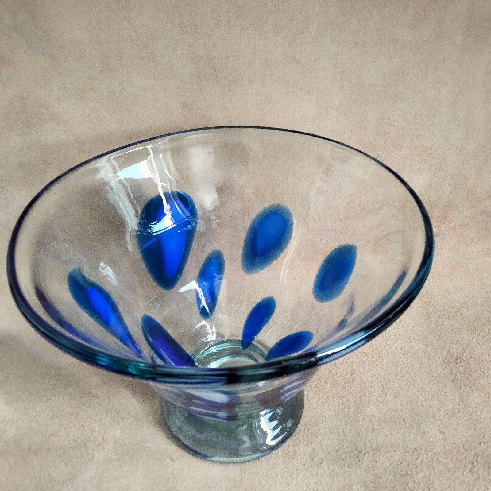 Glazen schaal patronen blauw wit, Antiek en Kunst, Ophalen of Verzenden