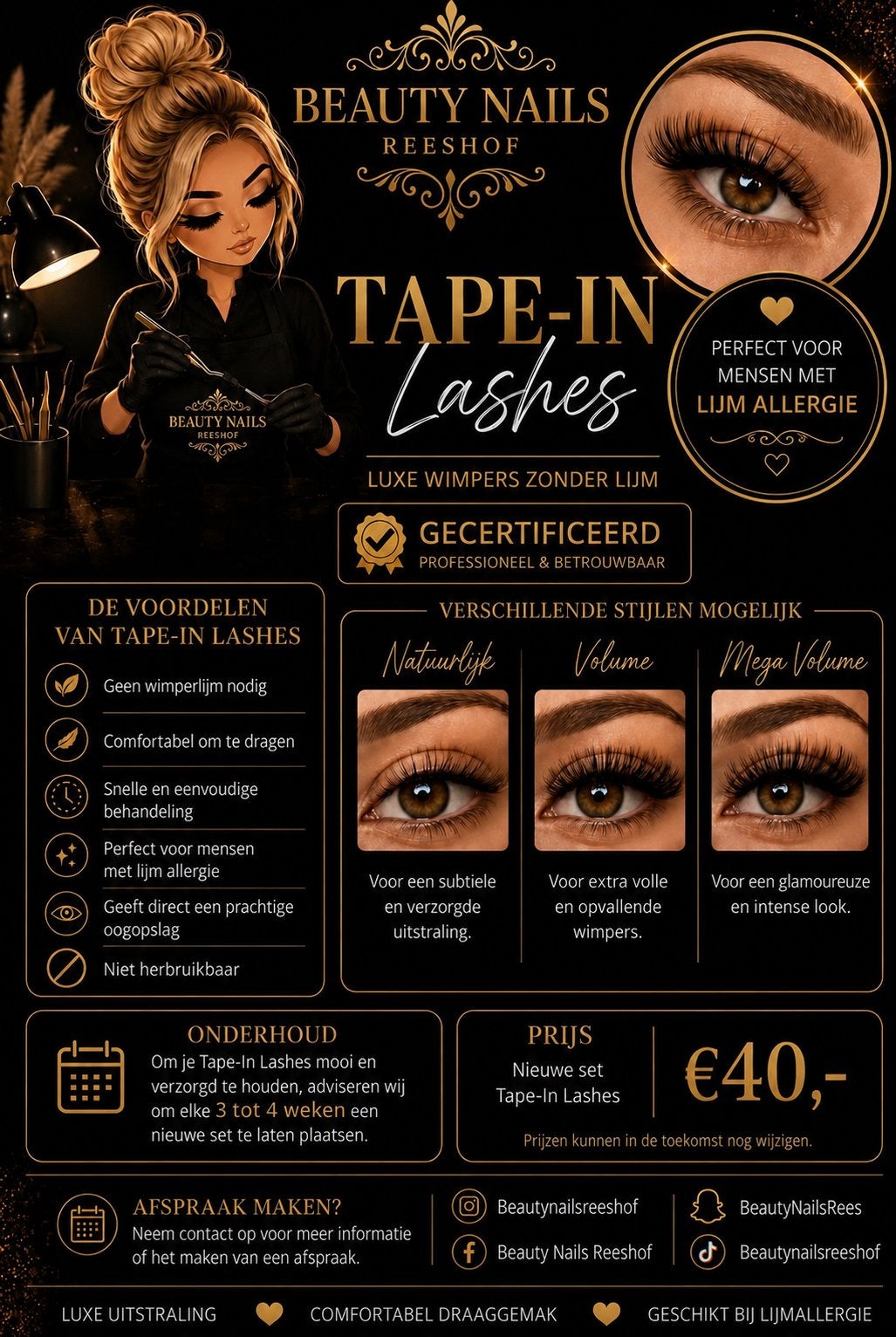 Winperextensions & tape in lashes, Ophalen, Nieuw, Zwart