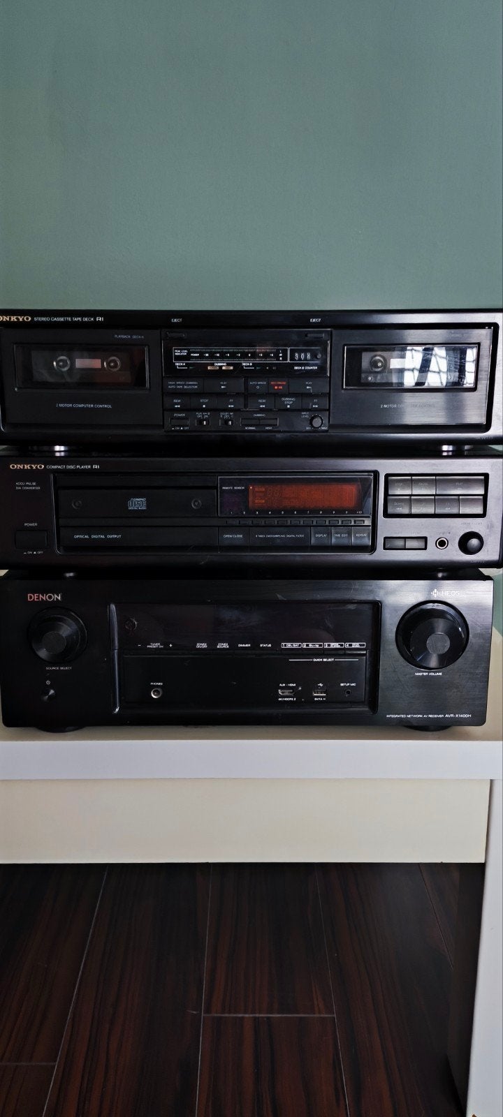 Onkyo Stereo Set met Denon Receiver - Cassette, CD, Receiver, Ophalen, Cassettedeck, Denon