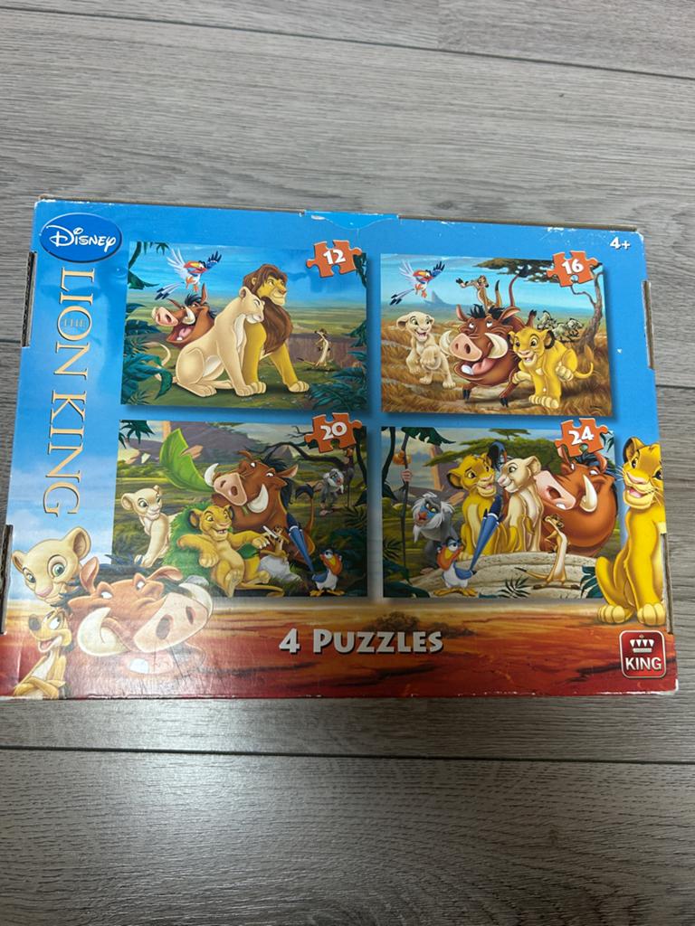 Disney Lion King Puzzels (4 in 1), Ophalen of Verzenden, Meer dan 50 stukjes, Gebruikt, 2 tot 4 jaar