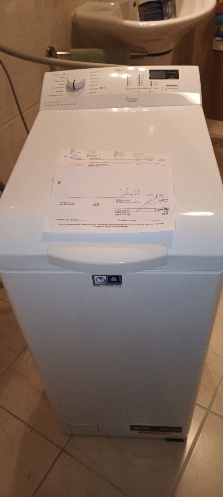AEG bovenlader wasmachine  2 jaar oud, Ophalen, 1200 tot 1600 toeren, 4 tot 6 kg, Bovenlader