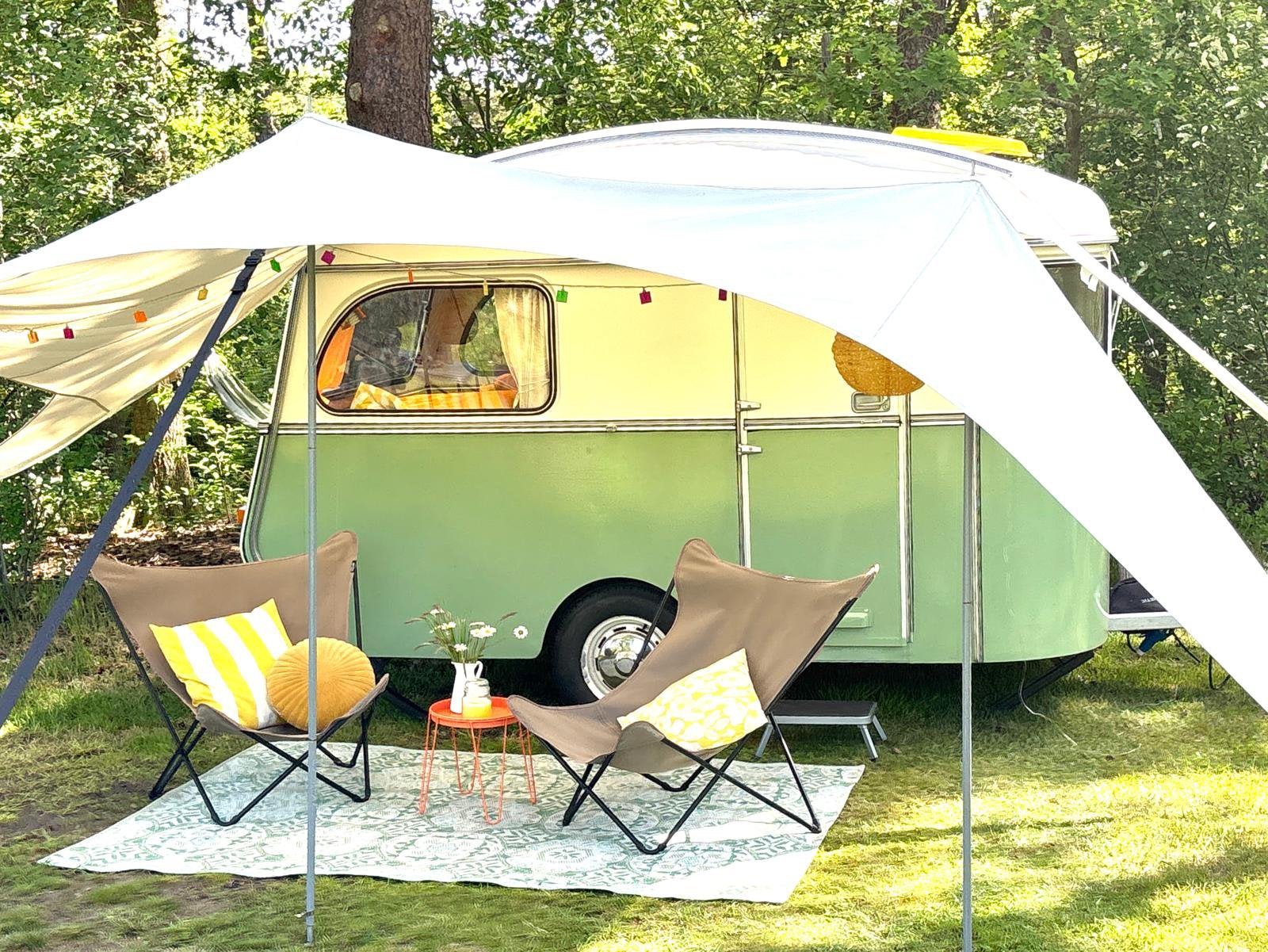 Vintage caravan - Constructam Condor 1971, Caravans en Kamperen, Overige merken, Vast bed, Koelkast, Treinzit