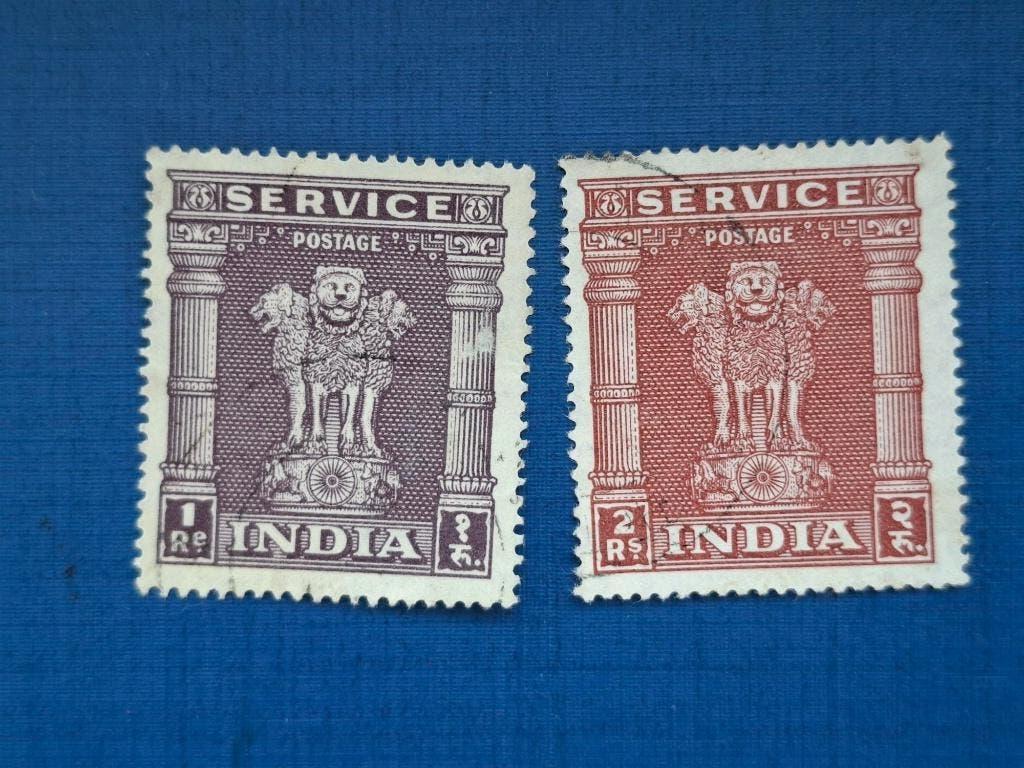 Postzegel India 1950 2 Asoka Pilaar Dienstzegels 09-05, Ophalen of Verzenden, Gestempeld, Zuid-Azië