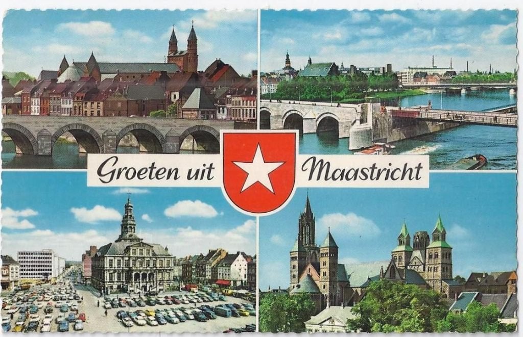 D17 oude gelopen ansichtkaart groeten uit maastricht, Ophalen of Verzenden, 1960 tot 1980, Gelopen, Limburg