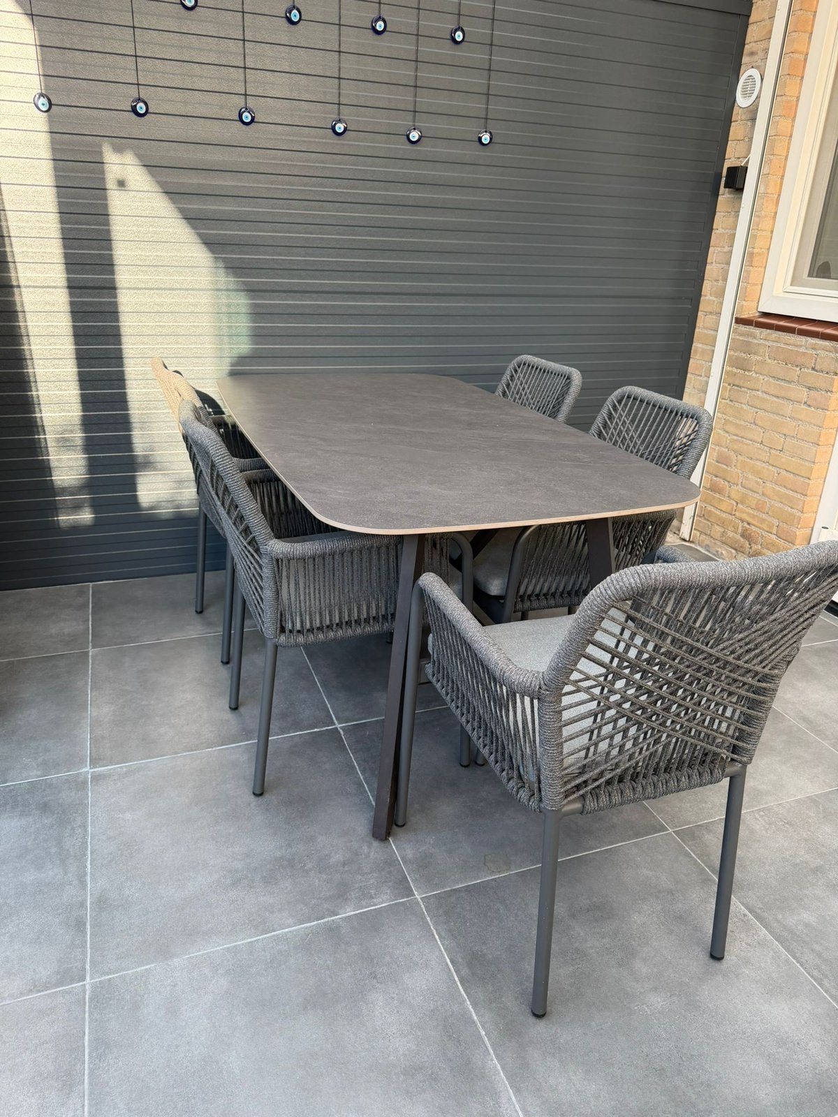 Tafel + 5 stoelen, Tuin en Terras, Tuinsets en Loungesets, Ophalen, Zo goed als nieuw