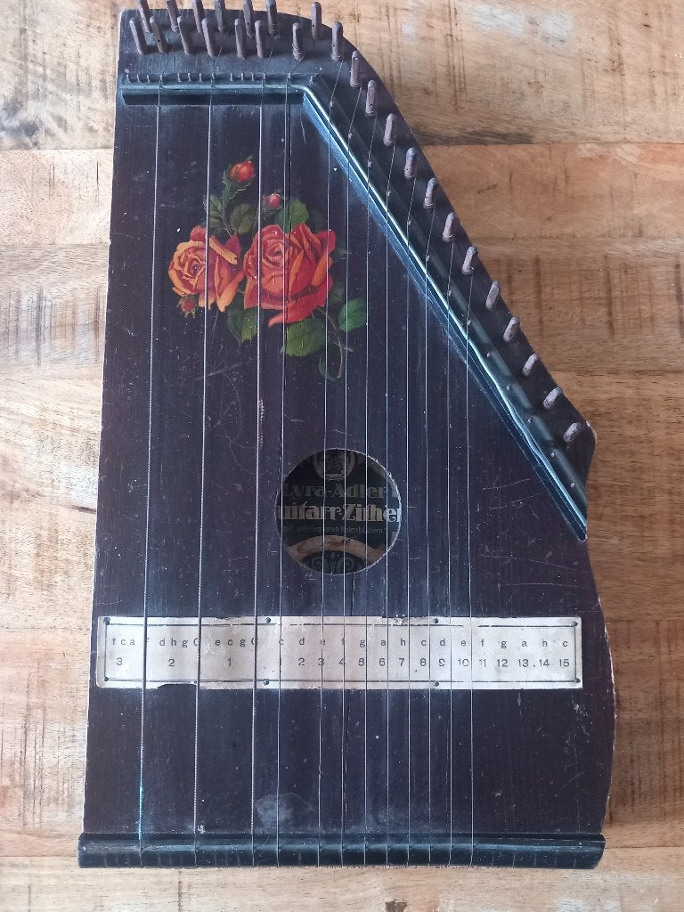Antieke Lyra adler Guitarr (gitaar) zither, salon harp, Ophalen of Verzenden, Gebruikt