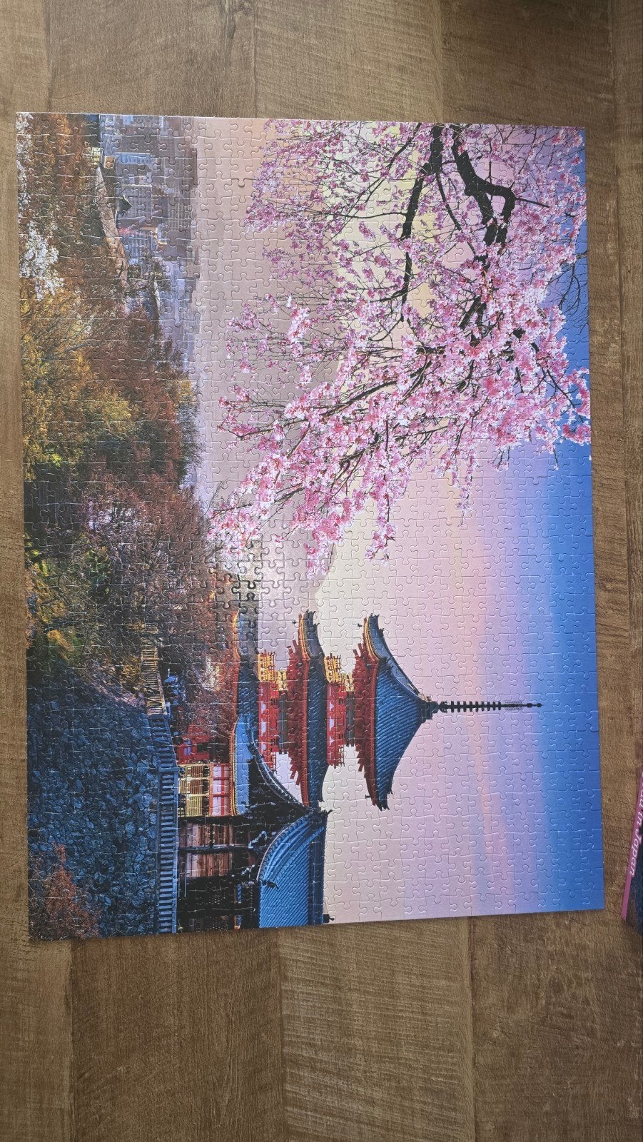 Complete nieuwe puzzel - Japanse tempel met kersenbloesem, Ophalen, Zo goed als nieuw
