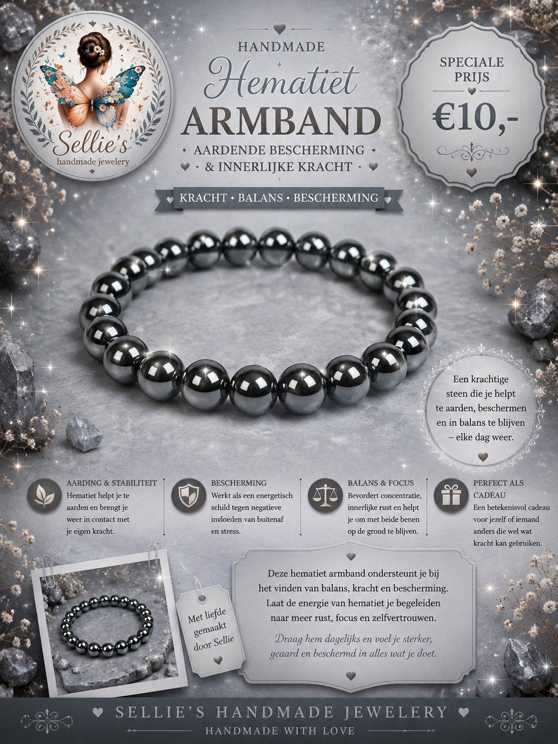 🦋 Sellie's handmade jewelery 🦋, Sieraden, Tassen en Uiterlijk, Armbanden, Overige materialen, Nieuw, Ophalen of Verzenden, Met edelsteen