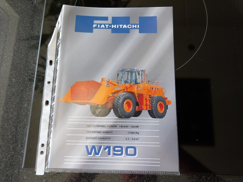 Folder Hitachi Fiat FH Shovel W190, Verzenden, Zo goed als nieuw, Folder
