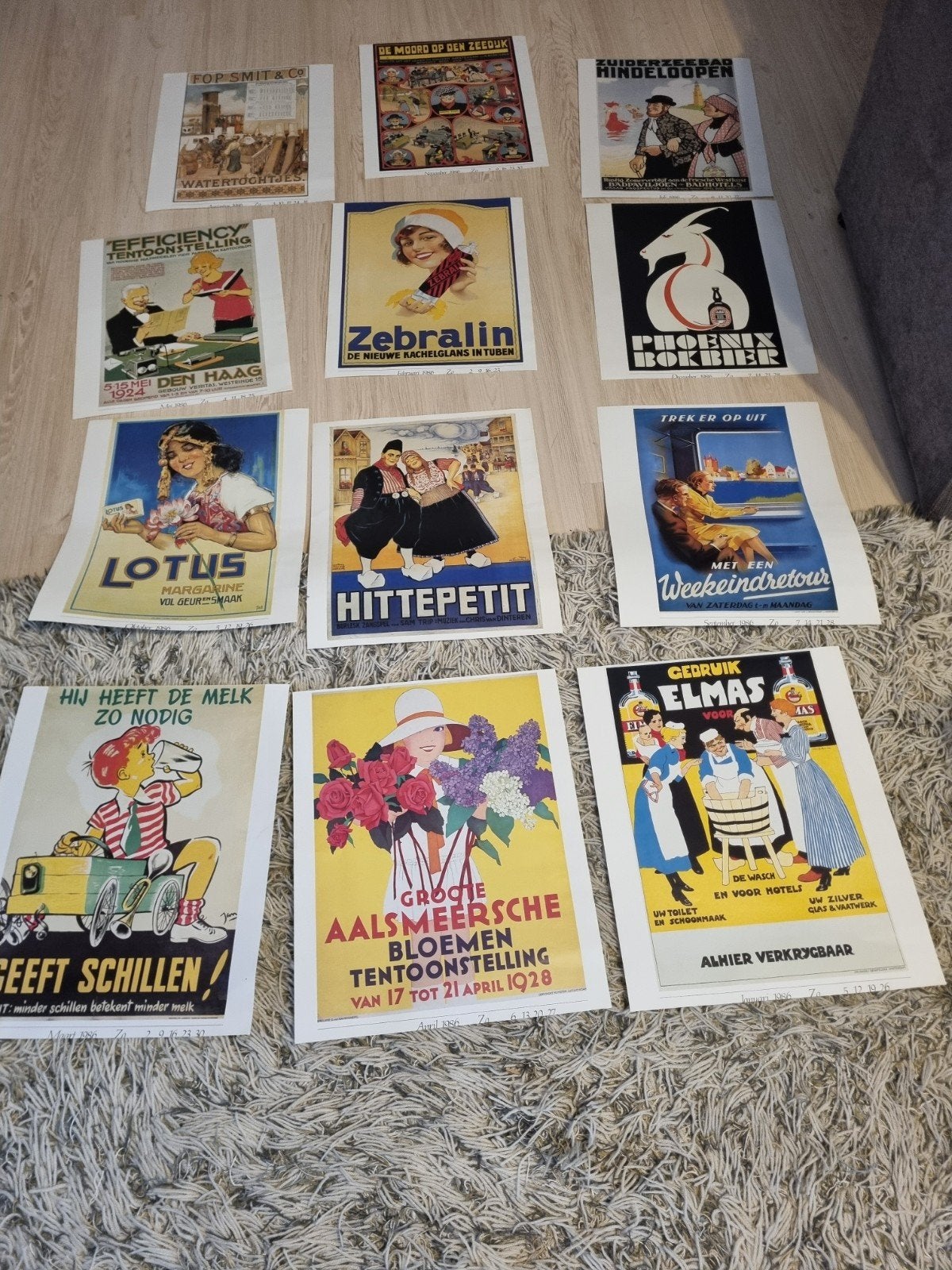 Set van 12 Vintage Reclame- en Kunstposters, Ophalen of Verzenden