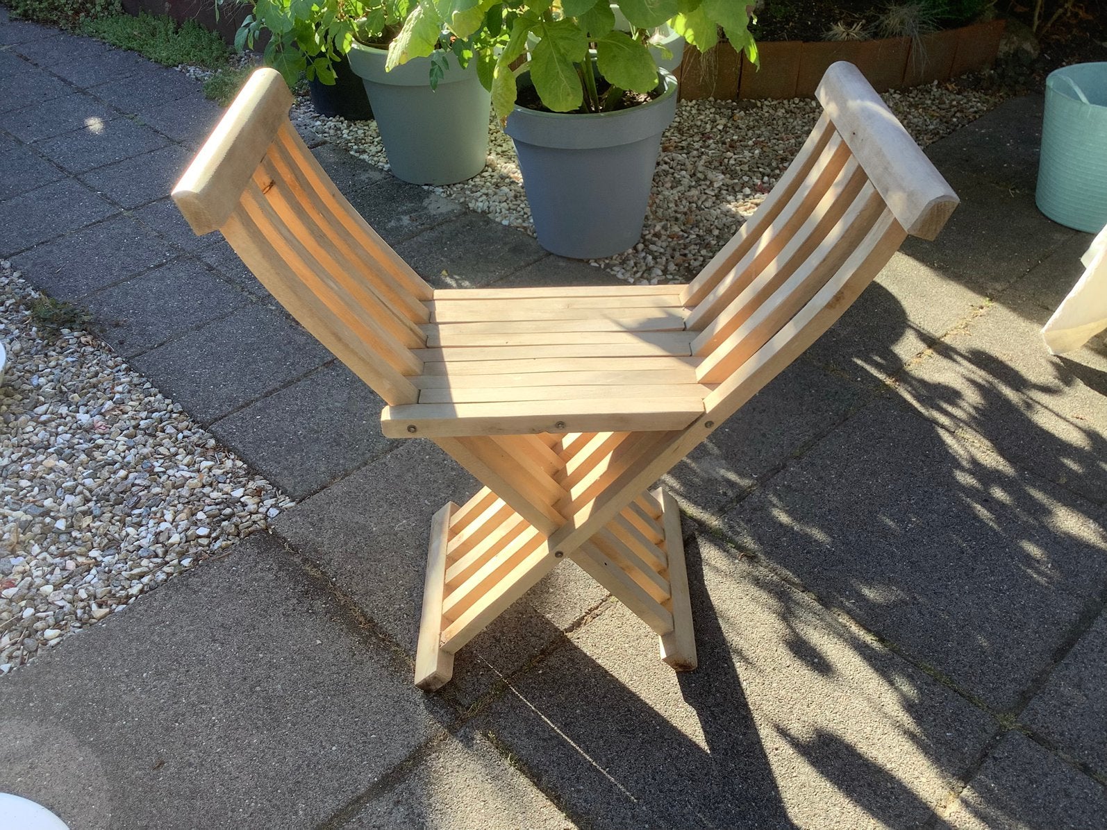 Teak houten badstoel, scissors chair, stoel, opklapbaar, Ophalen