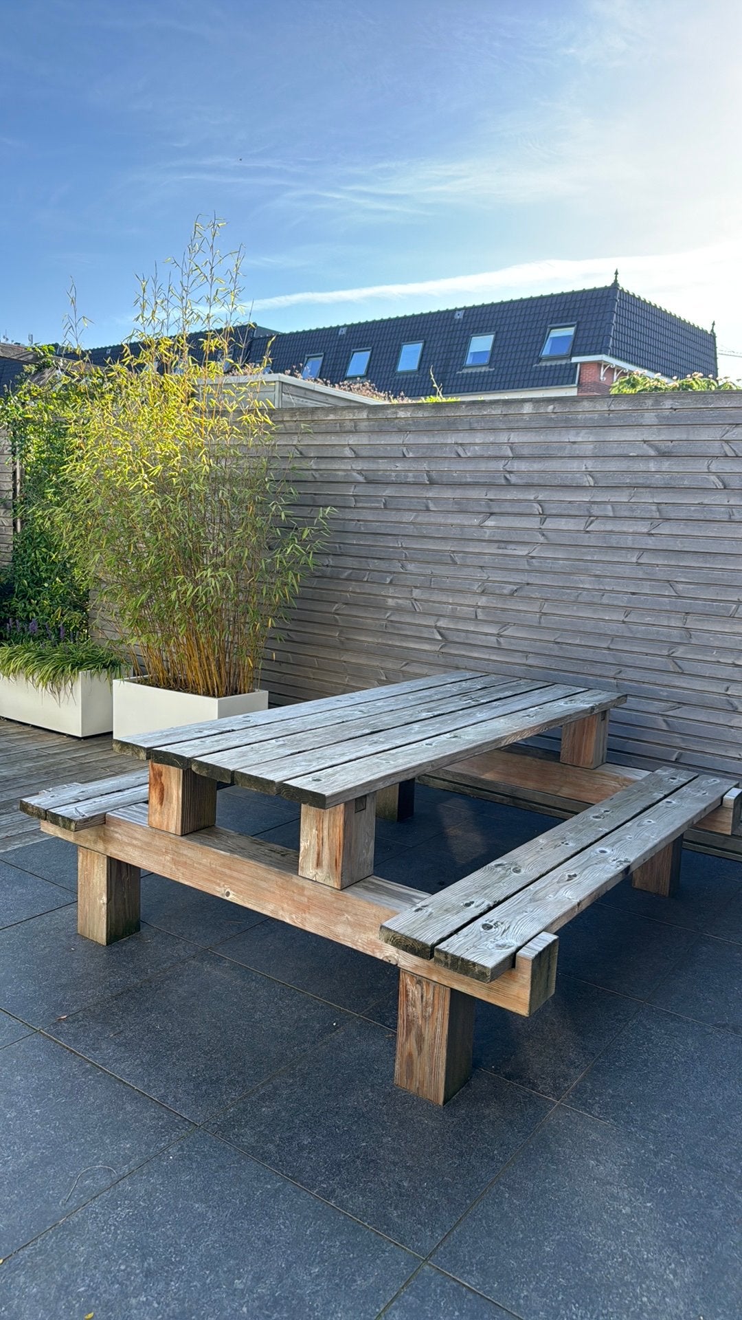 Picknicktafel douglas 180x200cm, Ophalen, Gebruikt, Rechthoekig, Hout