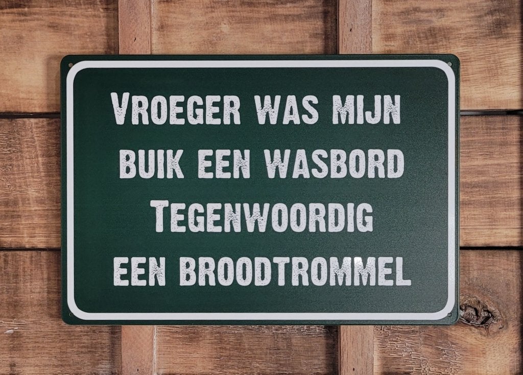 Vroeger was buik een wasbord reclamebord van metaal deco, Info@deconoord.nl, Deco Noord, Nieuw, Ophalen of Verzenden